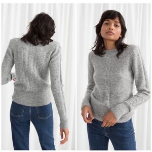 & Other Stories Mohair Blend Cable Crew Neck Sweater